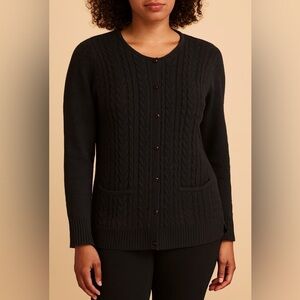 Karen Scott Cable Knit Cardigan Size Large